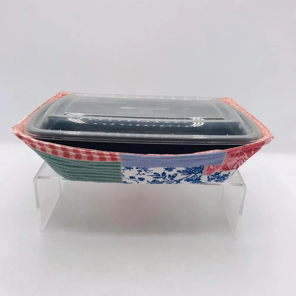 Reversible Microwave Cozie For Takeout Containers Cottage Core Patchwork Rose